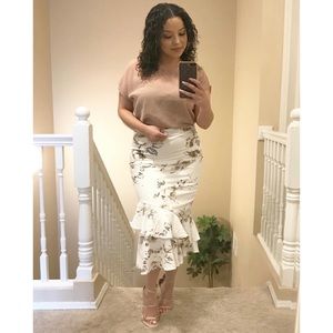 Charlotte Russe Flower Print Pencil Skirt